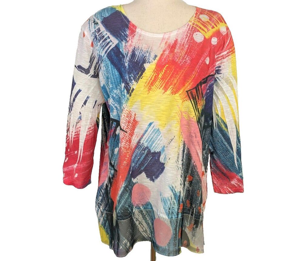 Jess & Jane Womens XL Abstract Print Lightweight Pullover Tunic Top